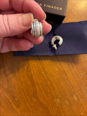 MONICA VINADER Silver Textured Hoop Earrings